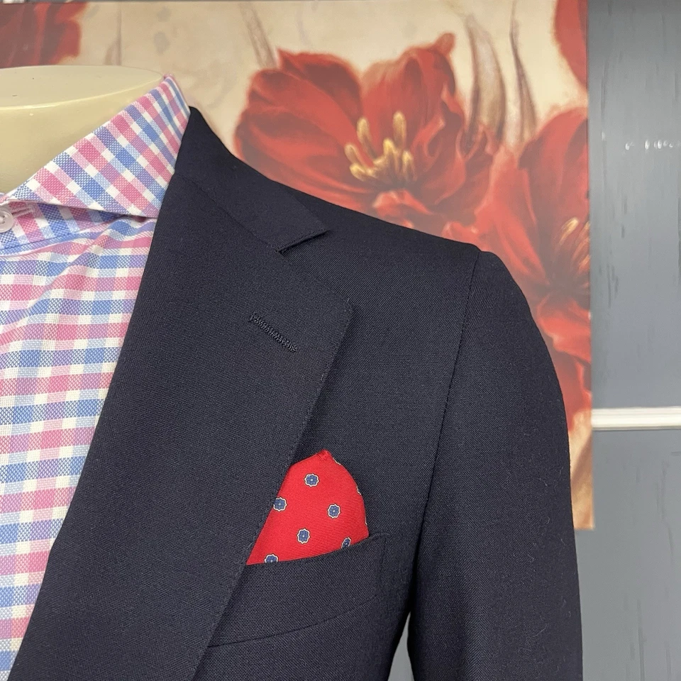 Vintage Nordstrom Blazer Jacket Mens 36-38S Short Wool Dark Navy Golden Buttons - Image 4 of 4