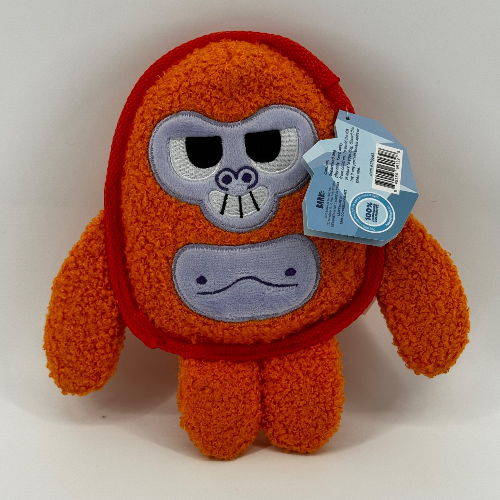 BARK Giganto Gene Plush Dog Toy Orangutan M-L 20+lb Orange N