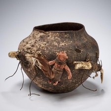 Vintage Mudhead Kachina Doll Hopi Native American Pottery Pot Lot Iris Apfel