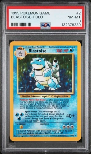 1999 POKEMON BASE SET UNLIMITED #2 BLASTOISE-HOLO PSA 8