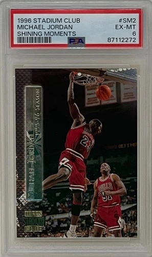 Michael Jordan 1996 Topps Stadium Club Shining Moments Bulls NBA Card #SM2 PSA 6