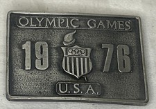 1976 Olympic Games USA Vintage Bergamot Brass Works Rectangle Belt Buckle
