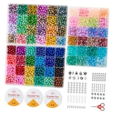  Glass Beads Kit for Jewelry Making - 3 Box Set 72 Colors, 3000pcs Round 