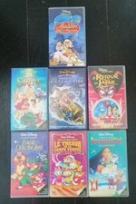 Lot 7 X K7 VHS Disney Pocahontas, Aladdin, Petite Sirène, Basil...