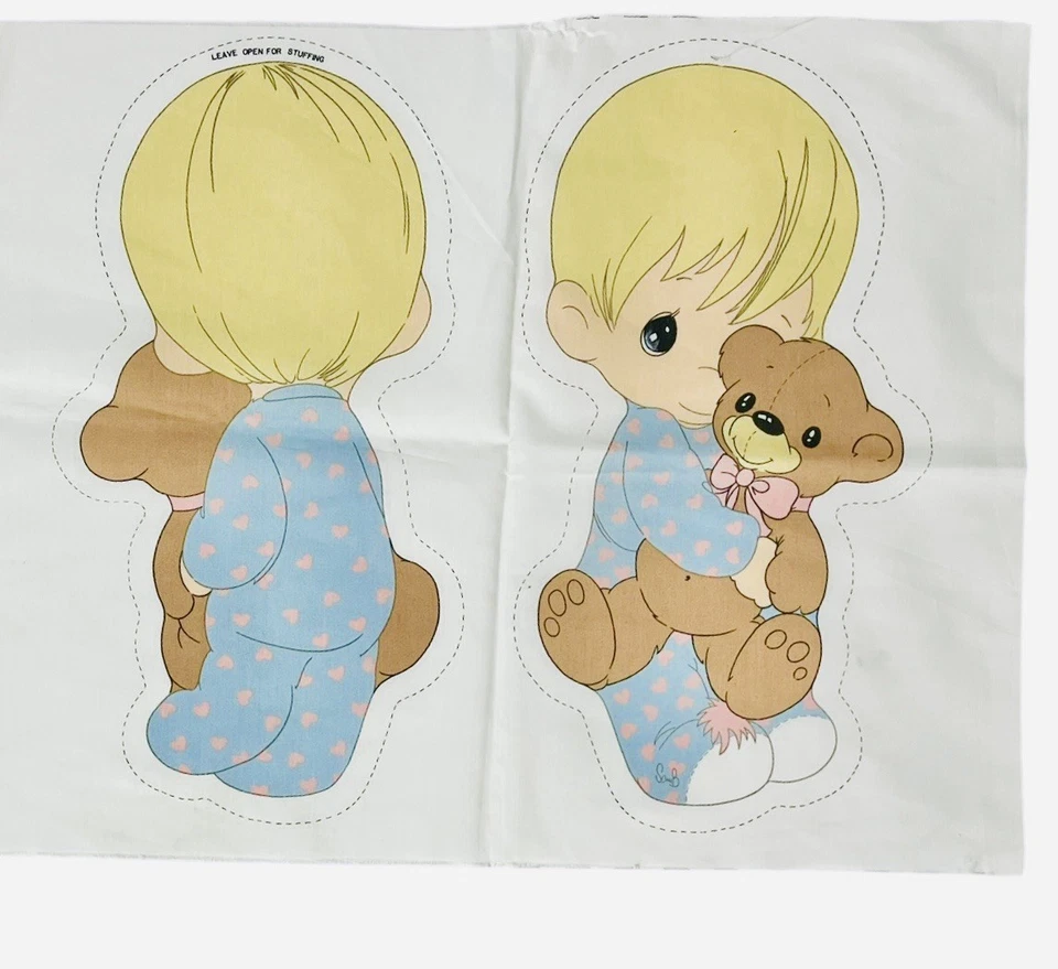 Vintage Precious Moments Fabric Lot Bear, Bunny Boy Girl Panel 3+ Yards - Image 4 of 4