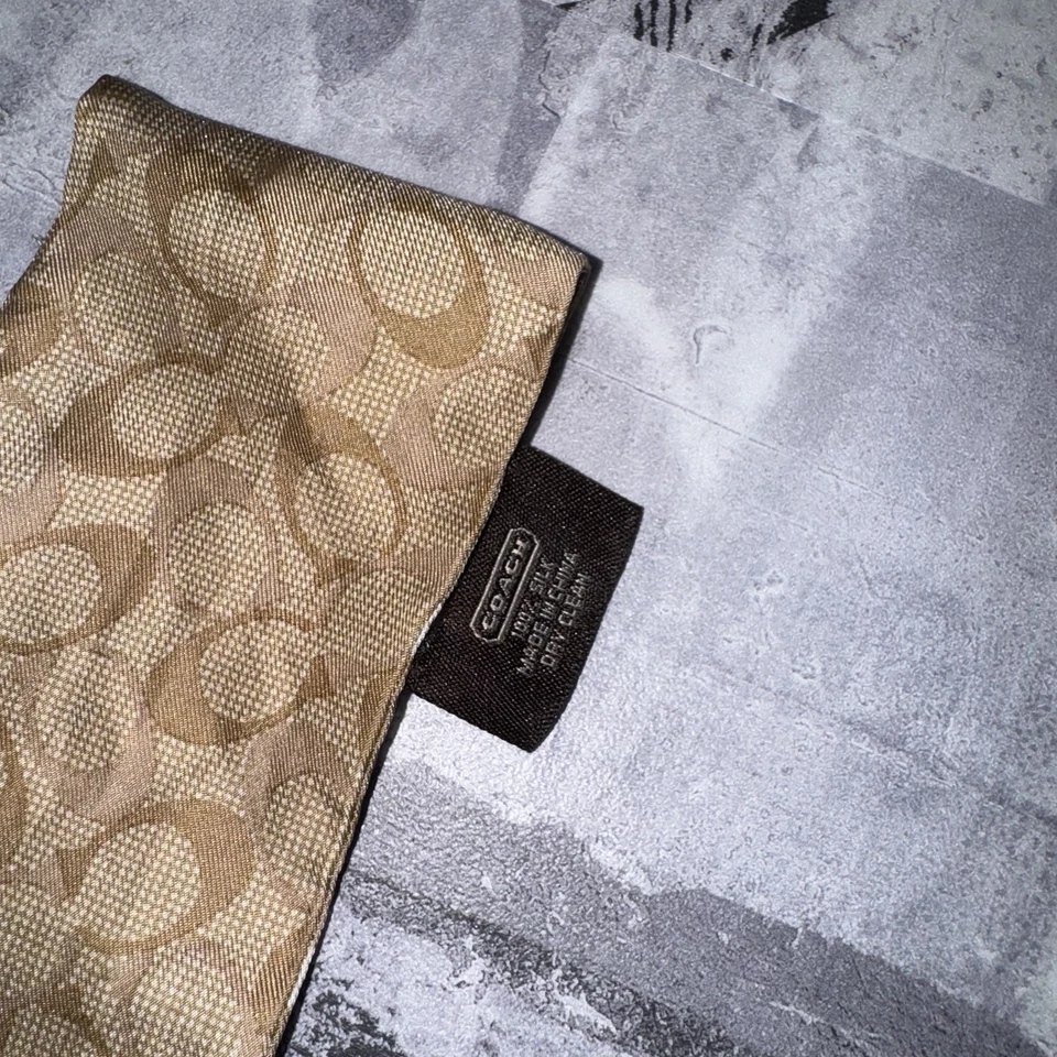 Coach Seda Beige Ajustado Ascot Bufanda AOP Cartera Corbata Logo Foto 2 de 3
