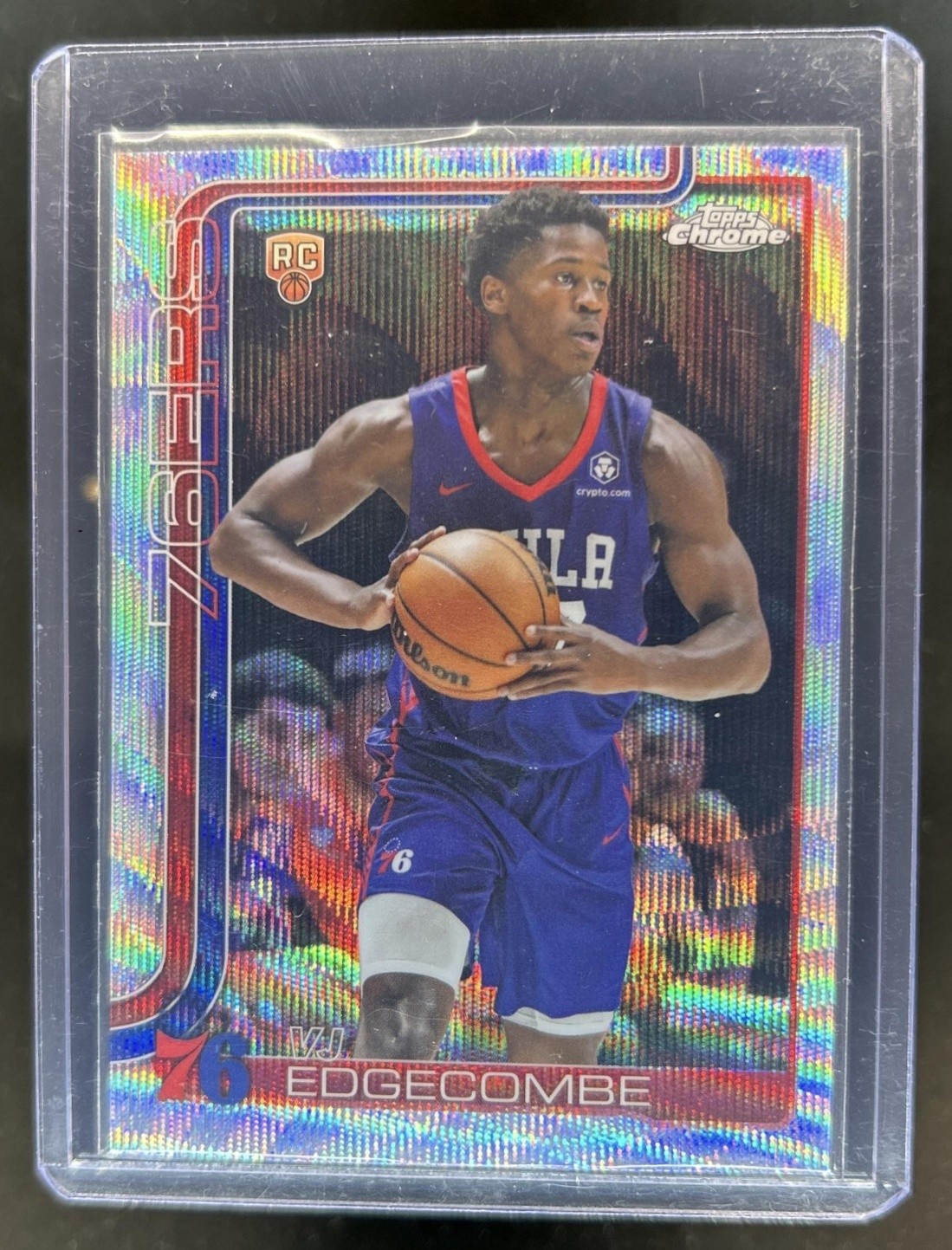 2025-26 Topps Chrome VJ Edgecombe RC Wave Refractor Rookie #253 76ers