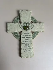 DANCE, SING, LIVE IRISH CELTIC FAITH STONES WALL CROSS BY ROMAN - 6.5" TALL
