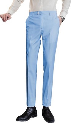 Mens Straight Fit Formal Dress Pants Modern Business Trousers Lightweight