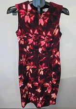 Calvin Klein Scuba Floral Print Sheath Dress Red Pink Multicolor Size 4 134