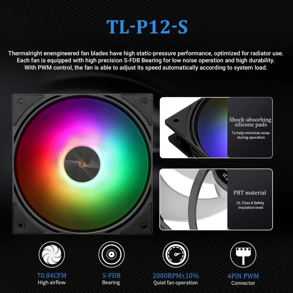 Thermalright FW360 Negro ARGB CPU AIO Enfriador con Pantalla LCD de 2.4 pulgadas Foto 3 de 4