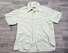 Vintage 70s McGregor Button Front Camp Shirt Green Mens XL Dacron Polyester