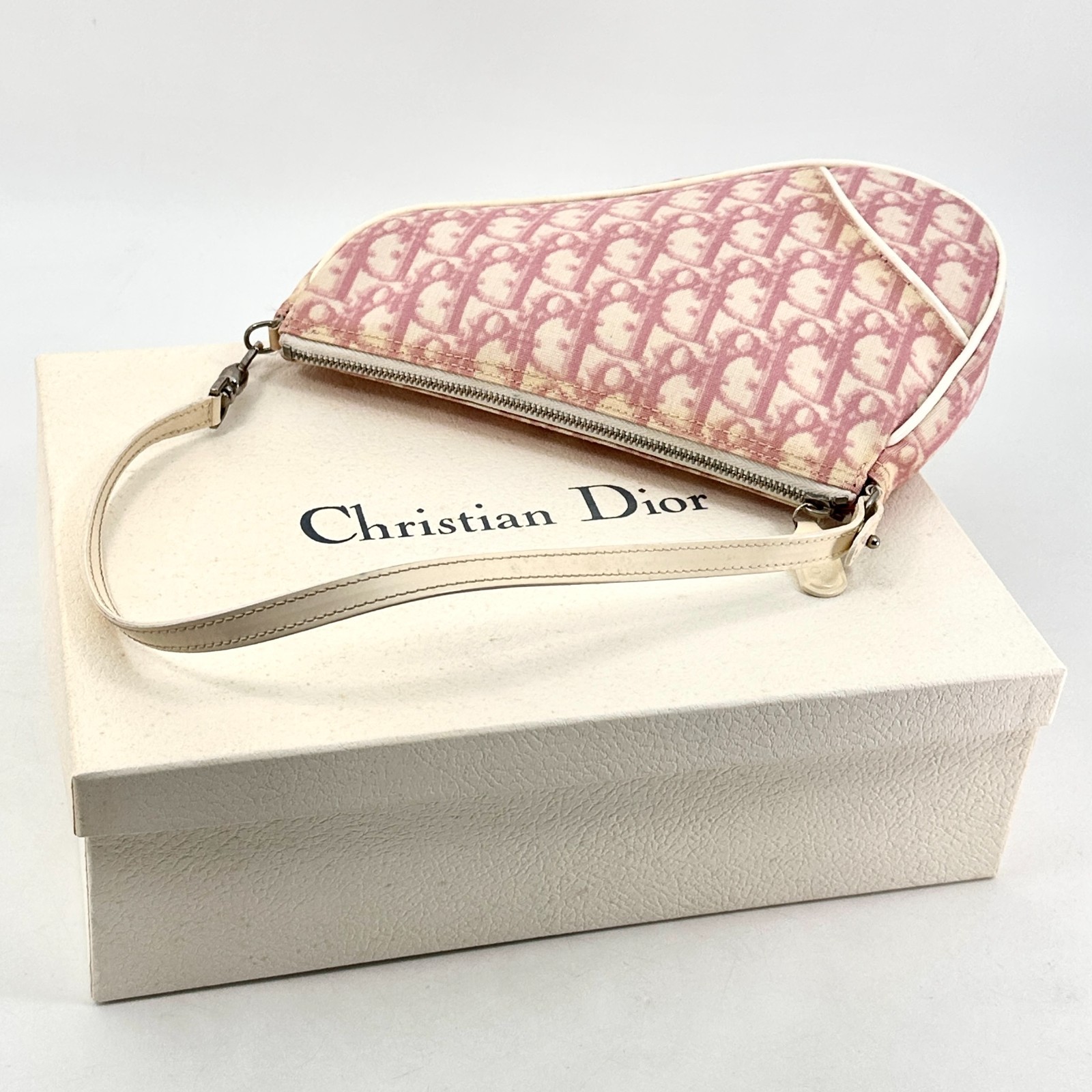 DIOR Pink Trotter Saddle Bag PVC Leather Purse Authentic thumbnail 12