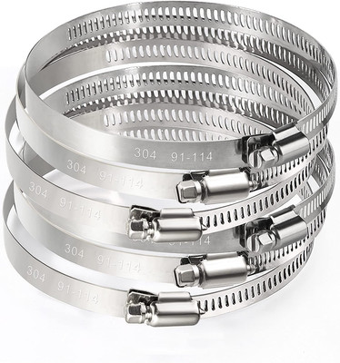 4 Inch Hose Clamp Adjustable 304 Stainless Steel Duct Clamps 6 Pack Worm Gear Ad