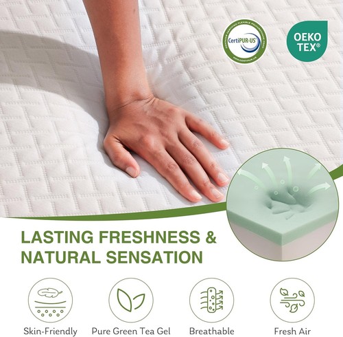 EGOHOME 8 Inch Twin Mattress, Memory Foam Mattress with Cooling Green Tea Gel, - 第 4/6 張圖片