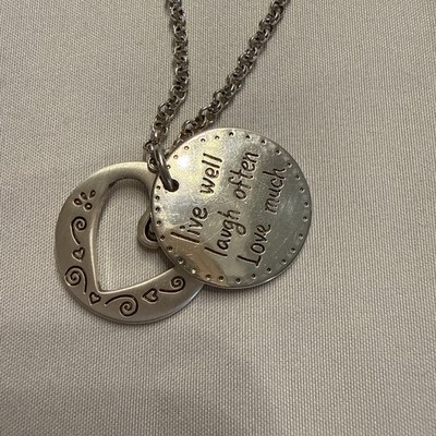Brighton Quote Me Heart Live Well Laugh Often Love Much Necklace Silver Plated