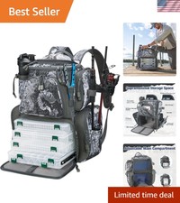 Versatile Fishing Tackle Backpack - 4 Trays, Water-Resistant Nylon, 18 Rooms