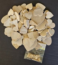 Lot 100 Unfinished Solid Wood Hearts Cutout Slices For Crafting Various Sizes