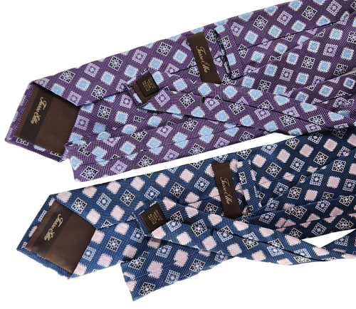 Tasso Elba Designer Ties 100% Silk Floral Check Pink Aqua Red Purple 58"Lx3.25"W - Picture 3 of 8