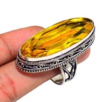 Citrine Silver Ring 925 Sterling Silver Ring Handmade Gemstone Ring Women's Ring