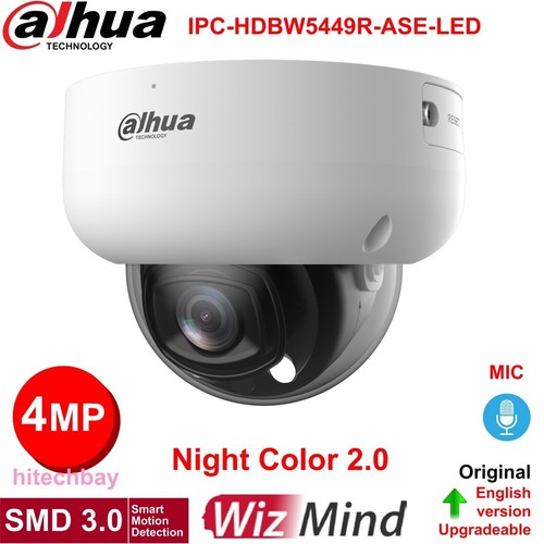 Dahua WizMind 4MP Night-Color 2.0 Built-in Mic PoE Camera IPC-HDBW5449R-ASE-LED - Picture 2 of 5