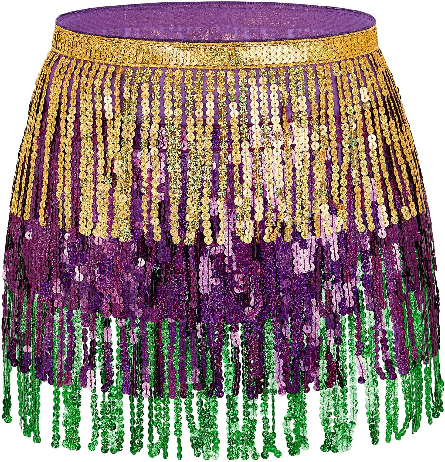 Women'S Belly Dance Hip Scarf Skirt Sparkly Tassel Disco Outfits Sequin Wrap Rav