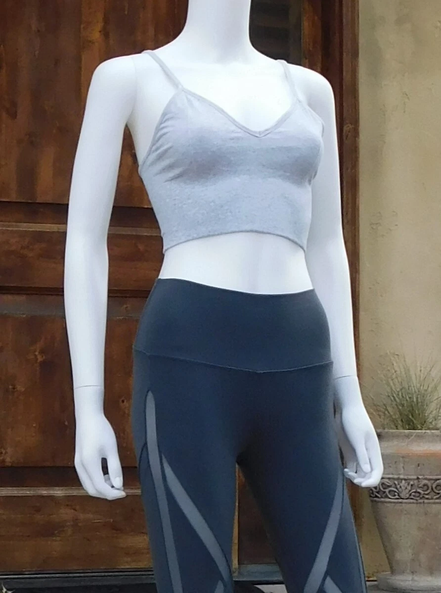 Sports bra by Alo w/Adjustable Spaghetti Strap (Delight Bralette), M, dove  gray