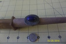 Sterling Silver Blue oblong denim Lapis Solitaire Ring Sz 9