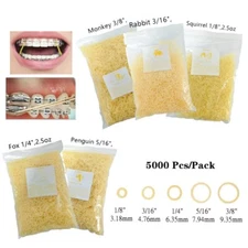 5000 Pcs Dental Orthodontic Rubber Bands Elastics Latex Braces 3.5/4.5/6.5 OZ