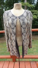 Vintage Laurence Kazar 100 Silk Black Silver Beaded Formal Jacket size XL