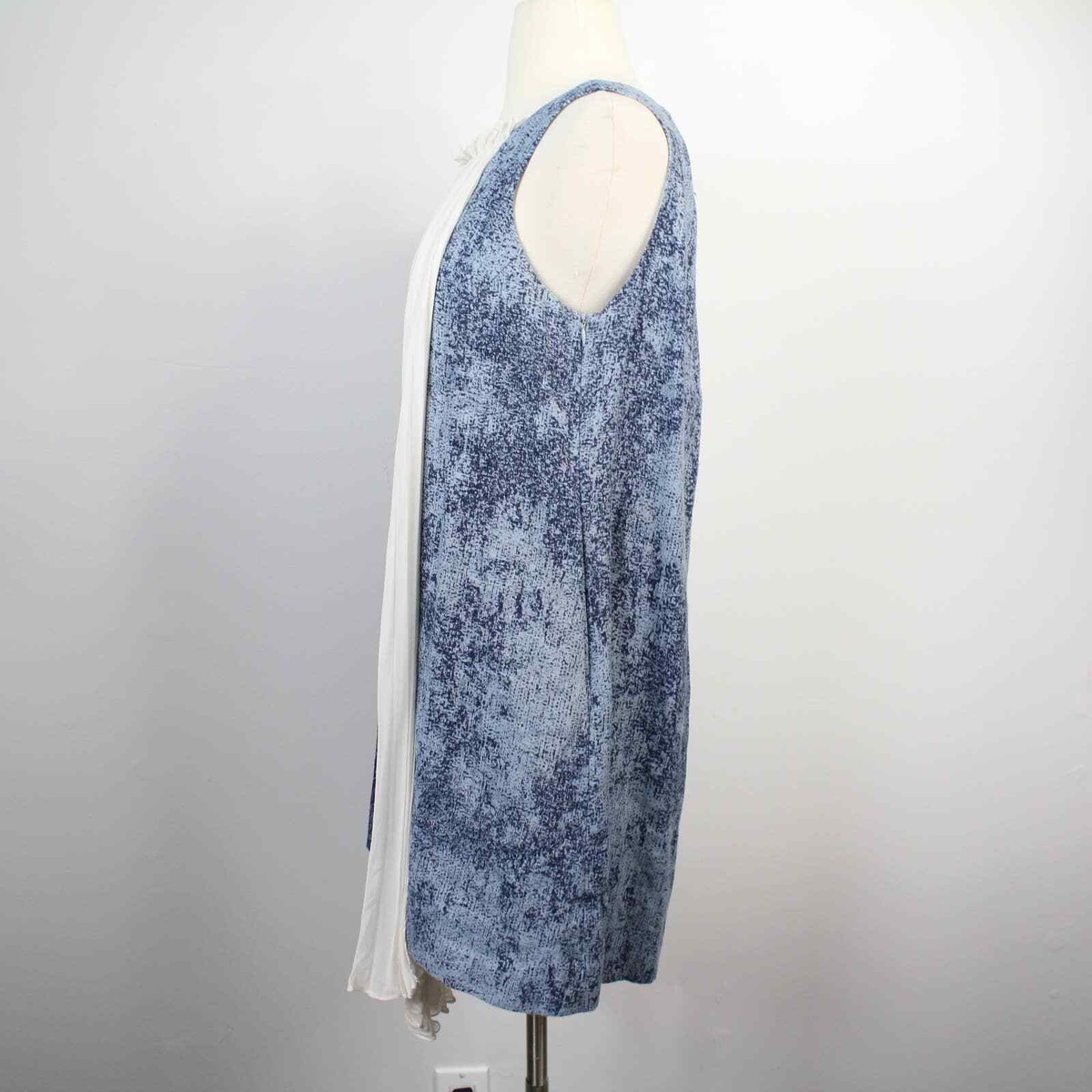 Bensoni Blue Ivory Drape Linen Sleeveless Shift Dress | eBay