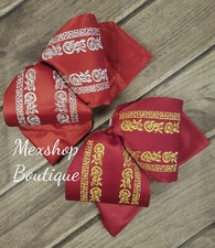 Adult Charro Mexican Bow Tie Handmade for Mexican Tailors, Color Red Gold/Silver