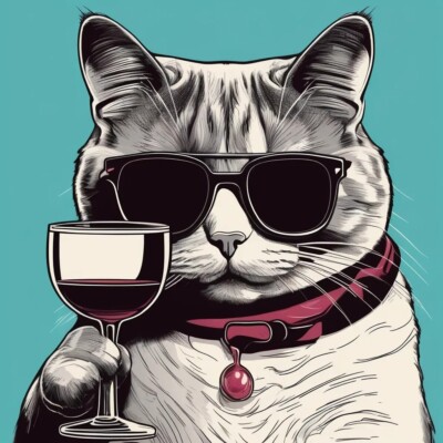 Cool Cat in Blue, Digital Image Photo Wallpaper Desktop AI print at home 