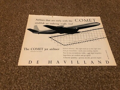 AC50 WERBUNG 11X8 DE HAVILLAND THE COMET JET FLUGZEUG
