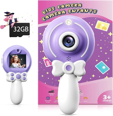 TEKFUN Kinder Kamera Spielzeug für Mädchen Alter 3-9, Zauberstab mit Bogen Handheld, LILA