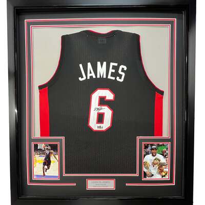 Framed Facsimile Autographed LeBron James 33x42 Black Reprint