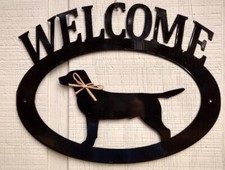 Labrador Retriever Handcrafted Metal Welcome Sign black silhouette Made in USA