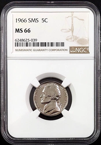 1966 SMS Jefferson Nickel certified MS 66 by NGC! sku 25039