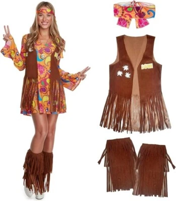 MORPH COSTUMES 70er Jahre Hippie Kostüm für Damen Zeitreise Schlagermove Karneval Verkleidung