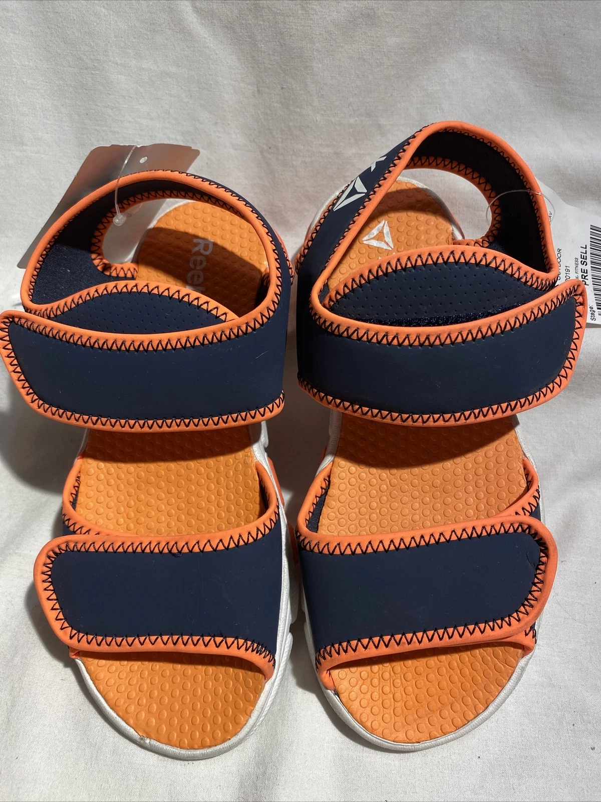 Sandali outdoor Reebok Wave Glider 111 bambini nuovi blu navy e arancione doppio cinturino taglia 4