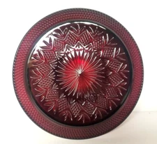 Ruby Red Glass Platter Crystal D'arques 12 5/8" Round Cake / Meat Platter