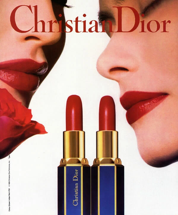 1989 Dior lips lipstick makeup rouge red 1 page MAGAZINE AD