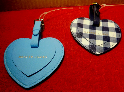 Draper James~"Something Blue" Gingham Heart Luggage Tag Set