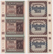 Billete de inflación 3x 5000 marcos 2 de diciembre de 1922 Ro.80 un rápido UNC (156764)