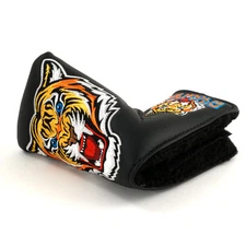 Tiger Embroidery Golf Midsize Mallet Putter Headcover, 3-layer Heavy Duty, Black