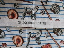 Classic Cotton 2000 FCI Fabric Pinstripes Baseball Glove Mask Bat Ball 1.5 Yards
