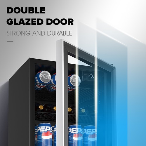 Mini Bar Fridge Portable Small Glass Door Beverage Refrigerator Cooler 46L Black - Picture 7 of 13