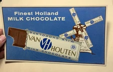 Van Houton Milk Chocolate Sticker Sign 1940’s Windmill Candy Bar ORIGINAL