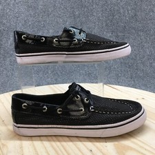 Sperry Top Sider Boat Shoes Youth 5 Bahama Dots Casual YG50797 Black Fabric
