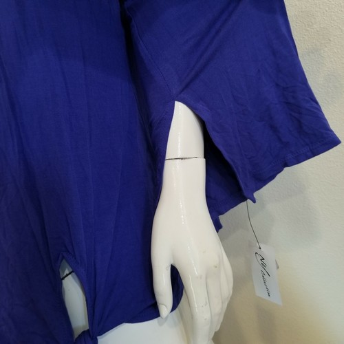 Tunica camicia donna scollo a scoop manica lunga cravatta laterale NY Collection nuova con etichetta taglia L blu - Foto 5 di 8